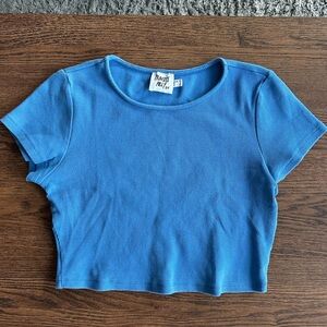 Princess Polly Blue Crop Baby Tee